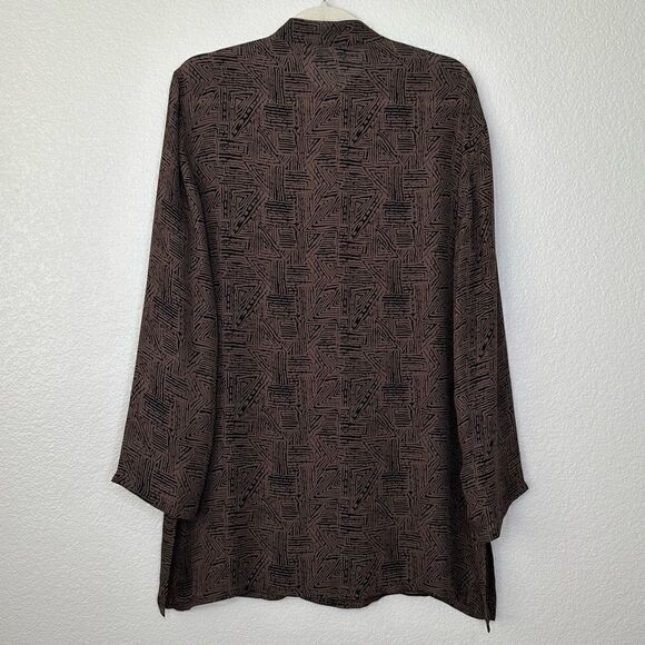 Chico’s Design 100% Silk Tribal Print Button Front Long Sleeves Shirt - Picture 6 of 12